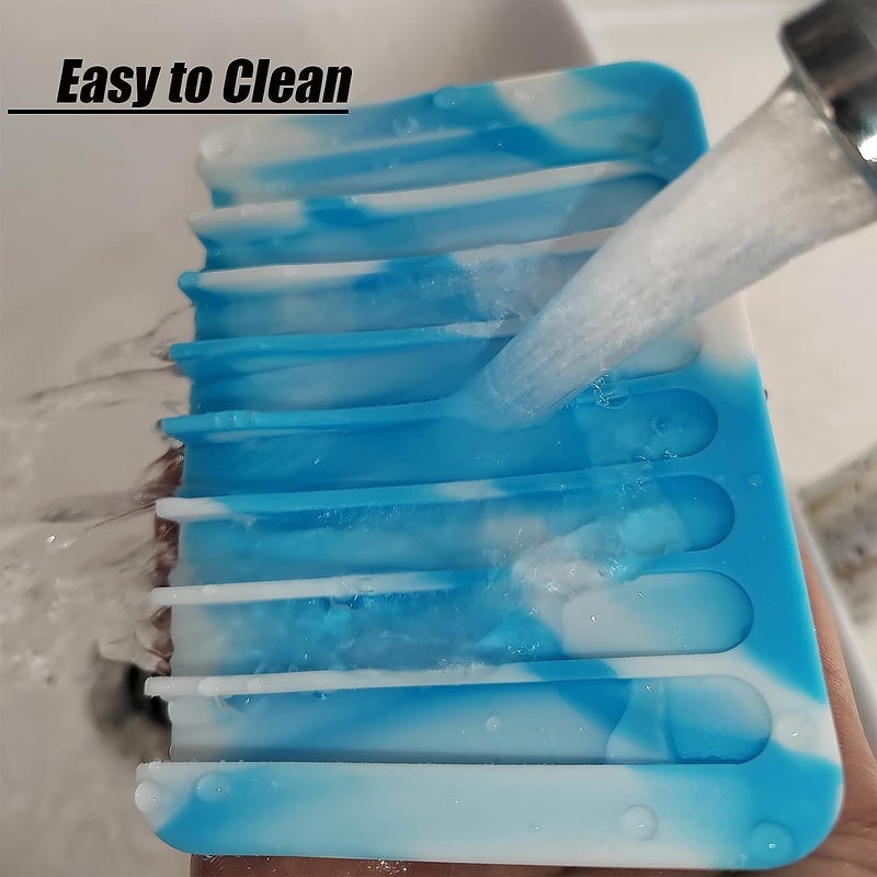 we3 Draining Soap Dishes 3 Pcs Silicone Soap Saver Waterfall Drainer Holder for Bathroom Extend Life Keep Soap Bar Dry Clean and Easy Cleaning (Random) - Image 4