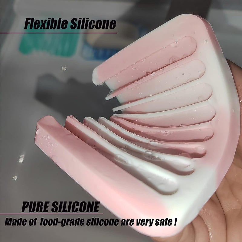 we3 Draining Soap Dishes 3 Pcs Silicone Soap Saver Waterfall Drainer Holder for Bathroom Extend Life Keep Soap Bar Dry Clean and Easy Cleaning (Random) - Image 3