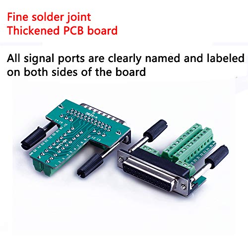 ANMBEST 2PCS DB25 Solderless Connector, RS232 D-SUB Serial to 25-pin Port Terminal Male Adapter Breakout Board with Case Long Bolts Nuts - Image 3