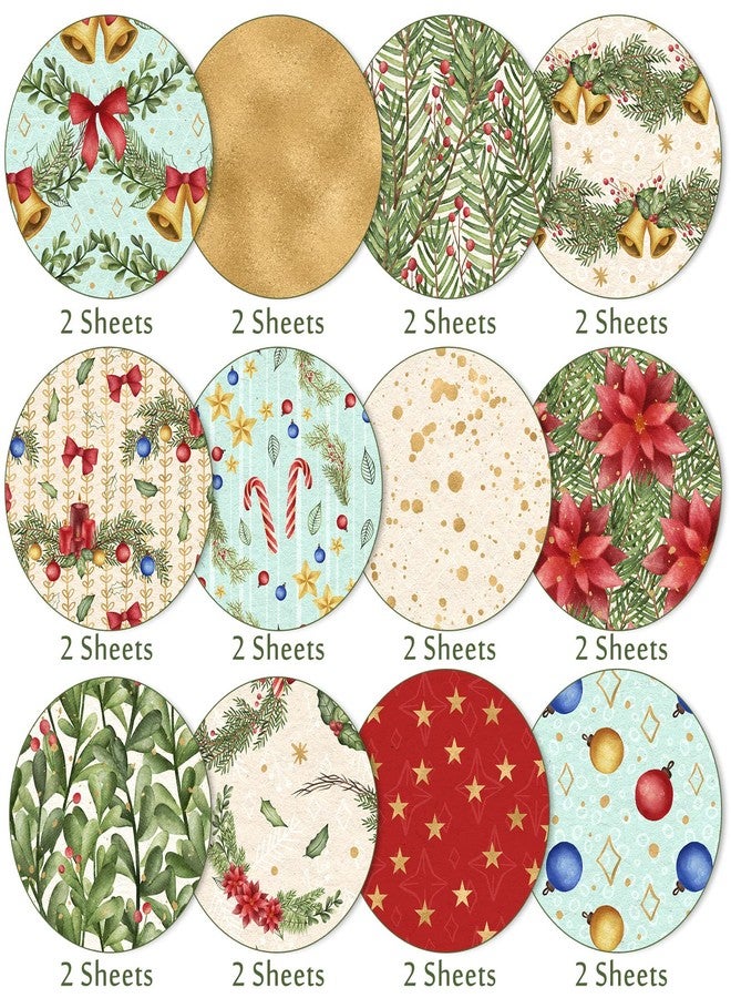 Whaline Christmas Scrapbook Paper Xmas Watercolor Pattern Paper 24 Pack Double-Sided Colorful Christmas Craft Paper Folded Flat for DIY Card Making Scrapbook Photo Album Decor, 12 Designs 11.8x11.8in - Image 3