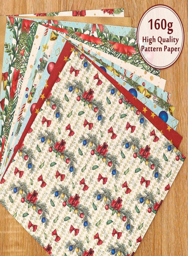 Whaline Christmas Scrapbook Paper Xmas Watercolor Pattern Paper 24 Pack Double-Sided Colorful Christmas Craft Paper Folded Flat for DIY Card Making Scrapbook Photo Album Decor, 12 Designs 11.8x11.8in - Image 5