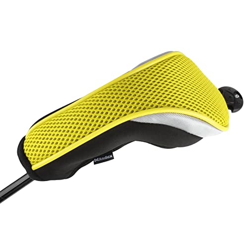 Andux Mesh Golf Hybrid Club Head Covers with Dial No. Tags 4pcs/Set (All The Same Size) Black/Yellow - Image 4