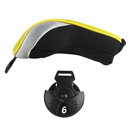 Andux Mesh Golf Hybrid Club Head Covers with Dial No. Tags 4pcs/Set (All The Same Size) Black/Yellow - Image 2