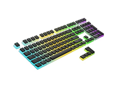 Ranked Pudding PBT Keycaps | 112 Double Shot Translucent ANSI US & ISO Layout | OEM Profile for RGB Mechanical Gaming Keyboard (Black) - Image 1