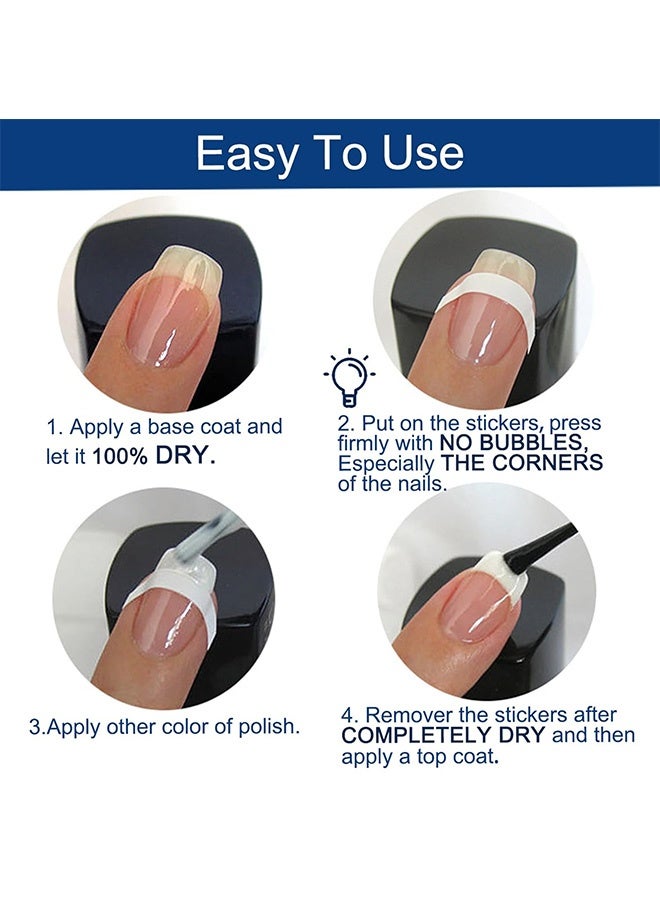 MXN 72 Sheets 32 Designs Self-Adhesive French Tip Nail Stickers with Half Moon and Tips V Pattern Wave Lines Smile Line White Manicure Strips - Nails Supplies Accessories - Image 4