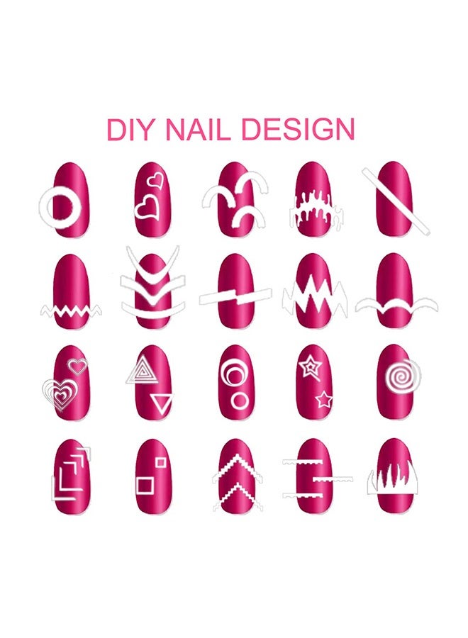 MXN 72 Sheets 32 Designs Self-Adhesive French Tip Nail Stickers with Half Moon and Tips V Pattern Wave Lines Smile Line White Manicure Strips - Nails Supplies Accessories - Image 2
