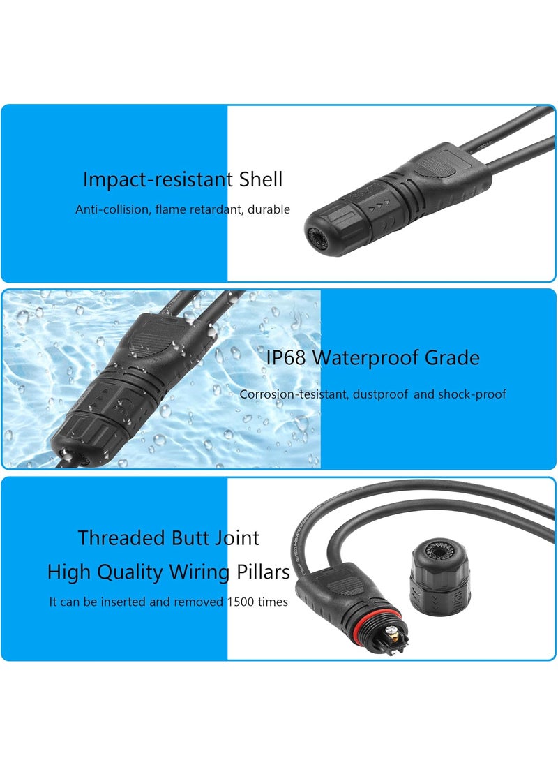 SinLoon SinLoon M20 Outdoor Light Waterproof Splitter Pigtail Cable Track Lighting 2 Pin IP68 Waterproof Connector Y Splitter Pigtail Cable for Street Lights Tunnel Lights Plant Lights 18AWG  - Image 5