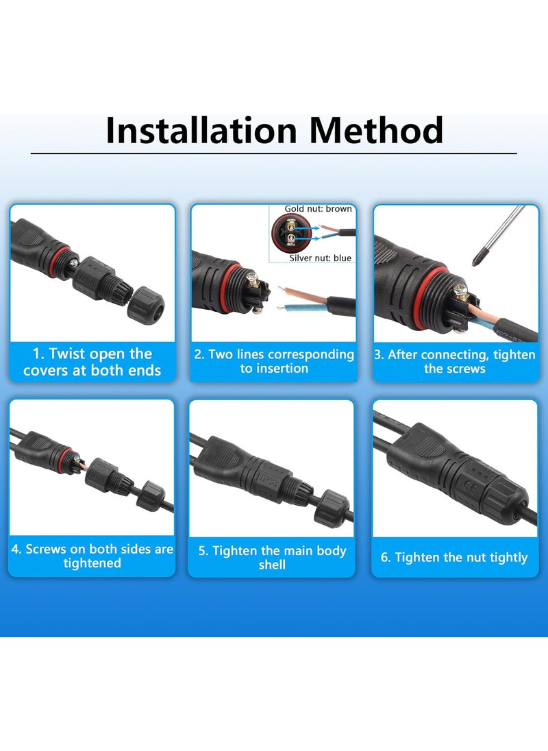 SinLoon SinLoon M20 Outdoor Light Waterproof Splitter Pigtail Cable Track Lighting 2 Pin IP68 Waterproof Connector Y Splitter Pigtail Cable for Street Lights Tunnel Lights Plant Lights 18AWG  - Image 2