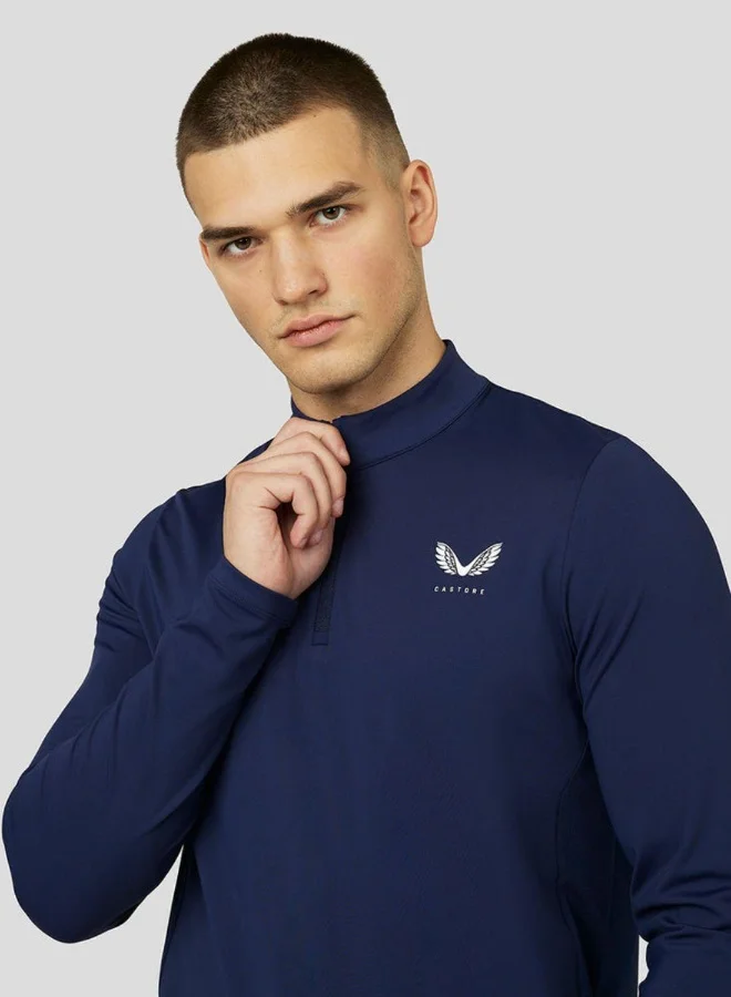 CASTORE Mens Active Long Sleeve Performance 1/4 Zip Midlayer Top - Navy