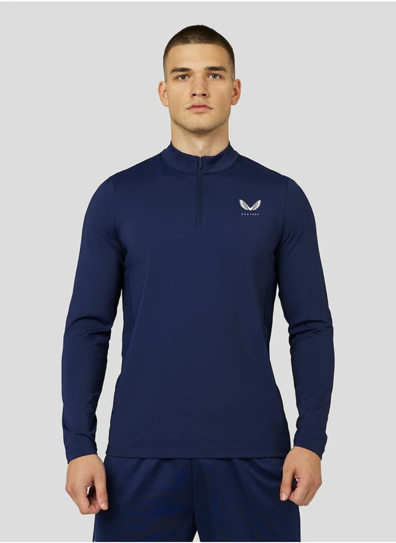 كاستور Mens Active Long Sleeve Performance 1/4 Zip Midlayer Top - Navy