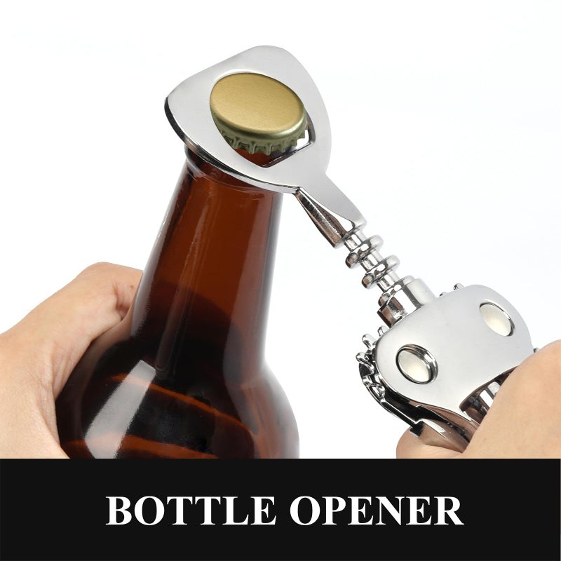 KORCCI Wine Opener, Heavy-Duty Zinc Alloy Wing Corkscrew, Premium Beer Bottle Opener, Multifunctional Wine Accessories with Ergonomic Handle and Sharp Screw, for Kitchen, Bar, Restaurant, Bartenders - Image 3