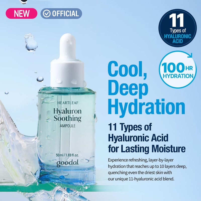 GOODAL Heartleaf Hyaluron Soothing Ampoule, Hydration Facial Serum for Glowy Skin, Lightweight Serum, Korean Skincare, K Beauty Ampoule - 50ml,1.69 Fl oz - Image 3