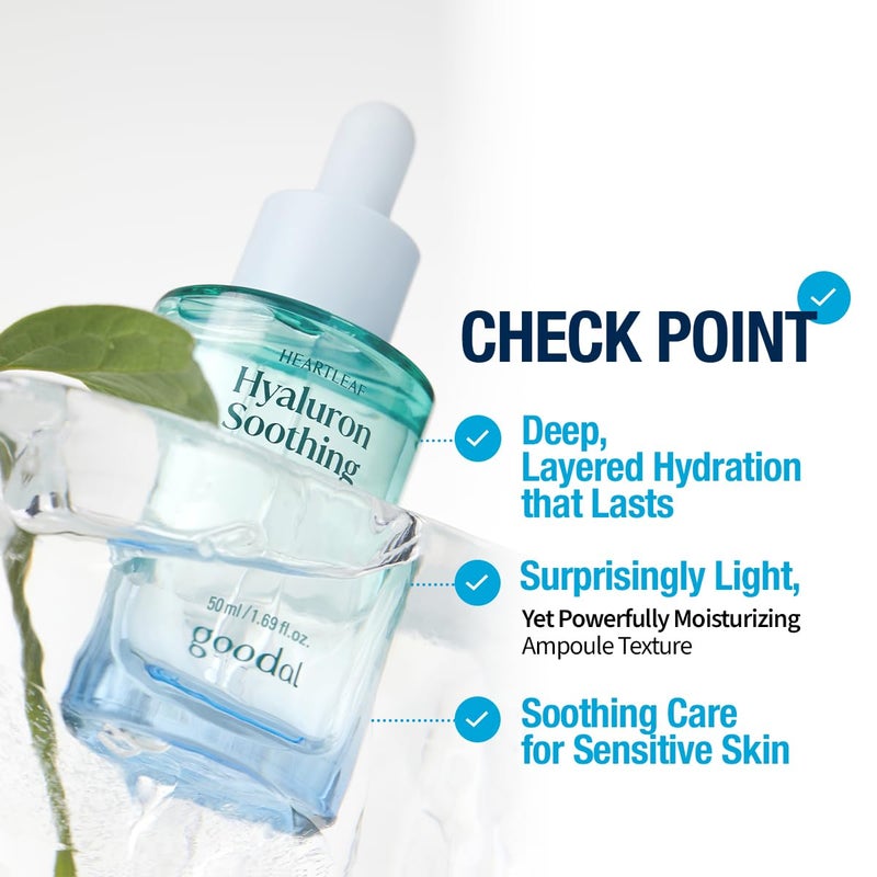 GOODAL Heartleaf Hyaluron Soothing Ampoule, Hydration Facial Serum for Glowy Skin, Lightweight Serum, Korean Skincare, K Beauty Ampoule - 50ml,1.69 Fl oz - Image 4