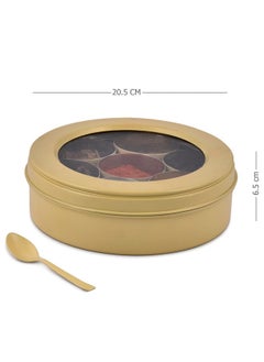 Elan Elan Stainless Steel Masala Box | Spice Storage Container | Masala Dani With 7 Containers and Small Spoon | Masala Dabba For Kitchen See Through Lid | Kitchen Spice Organiser (Daisy Yellow)  - Image 5