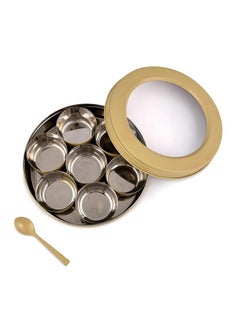 Elan Elan Stainless Steel Masala Box | Spice Storage Container | Masala Dani With 7 Containers and Small Spoon | Masala Dabba For Kitchen See Through Lid | Kitchen Spice Organiser (Daisy Yellow)  - Image 4