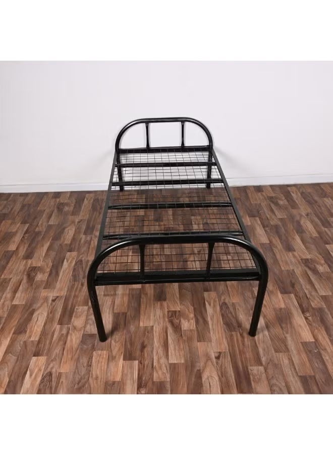 Economical Iron Bed Frame for Single, 90 x 190 x 60 cm, MS_BED_MTL_0008, Black - Image 2