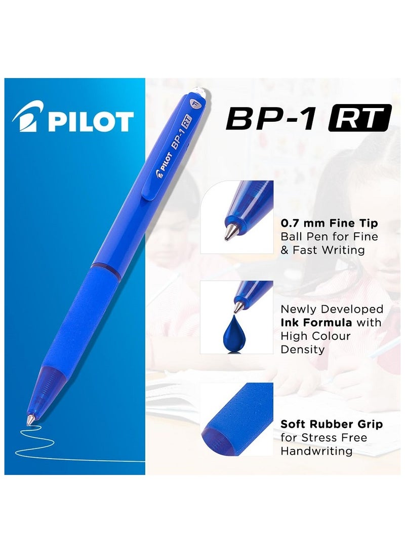 Pilot BP-1 RT 0.7mm Fine Tip Ball Pen with Soft Rubber Grip / Blue Ink, Pack of 12 - Image 3