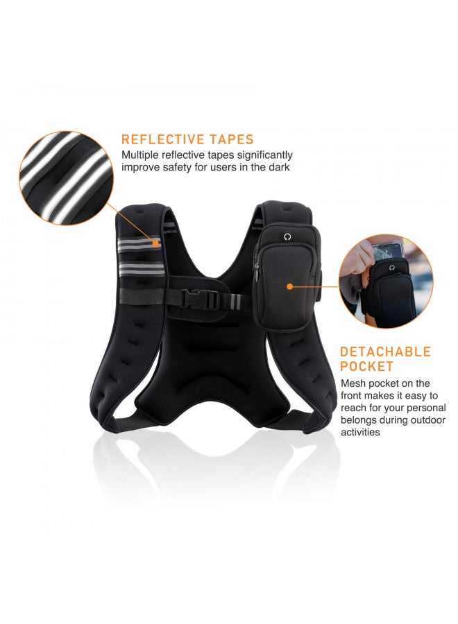 ZELUS Weighted Vest, 6lb/8lb/12lb/16lb/20lb/25lb/30lb Weight Vest with Reflective Stripe for Workout, Strength Training, Running, Fitness, Muscle Building, Weight Loss, Weightlifting (20 lb, Black) - Image 3