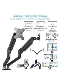 Generic Dual Monitor Stand, Adjustable Gas Spring Monitor Desk Arm, Heavy Duty Monitor Mount, Load Capacity 2-10 KG VESA Monitor Stand, Suitable for 13 to 32 inch Computer Monitor Mount for Home Office  - Image 2