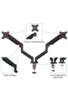 Generic Dual Monitor Stand, Adjustable Gas Spring Monitor Desk Arm, Heavy Duty Monitor Mount, Load Capacity 2-10 KG VESA Monitor Stand, Suitable for 13 to 32 inch Computer Monitor Mount for Home Office  - Image 5