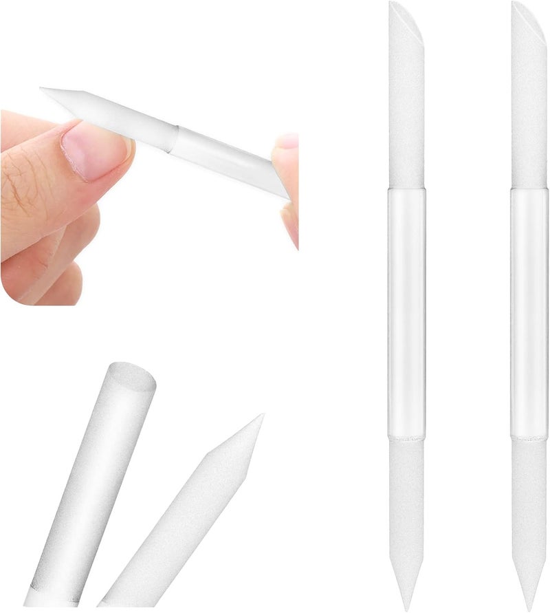Sibba Glass Cuticle Pusher 2 Pieces Double Sided Nail File Manicure Stick Professional Precision Cuticle Crystal Gel Polish Remover Nail Salons Care Tools Women Abrasive Surface Scraper Cleaner Set - Image 1