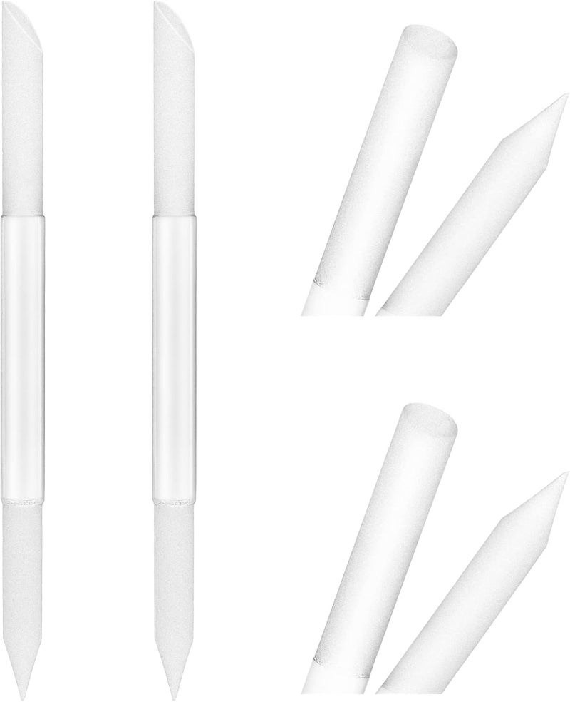 Sibba Glass Cuticle Pusher 2 Pieces Double Sided Nail File Manicure Stick Professional Precision Cuticle Crystal Gel Polish Remover Nail Salons Care Tools Women Abrasive Surface Scraper Cleaner Set - Image 2