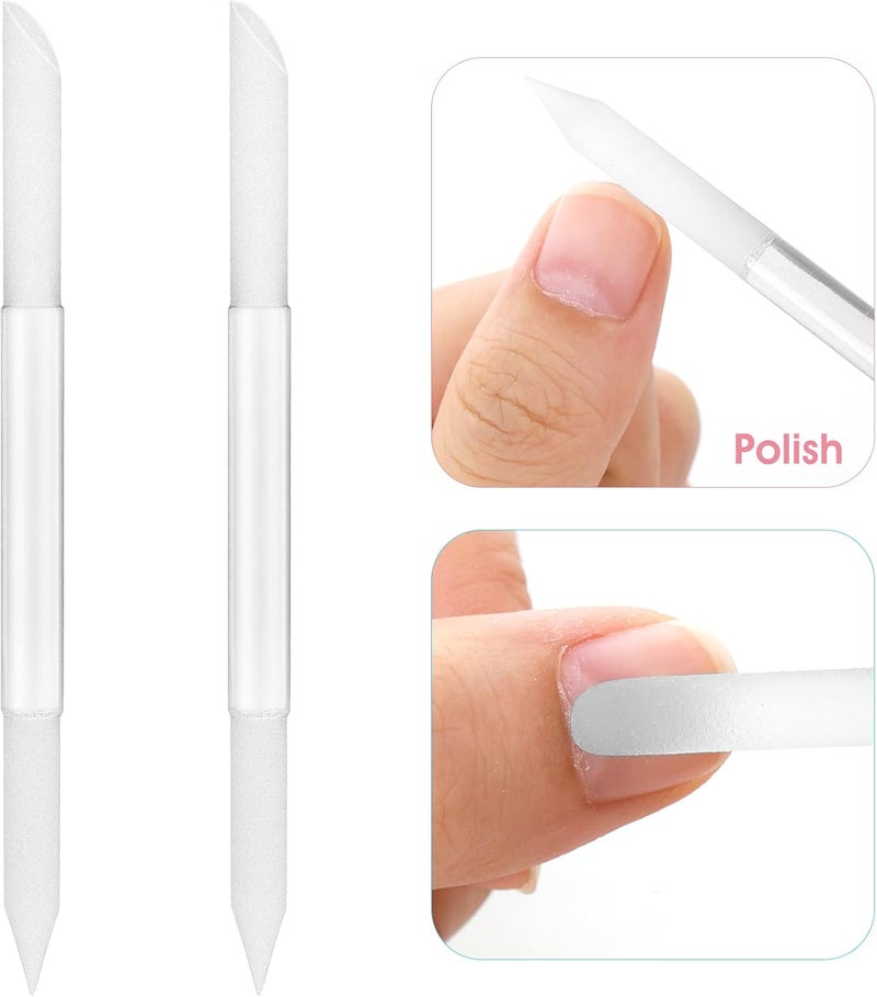 Sibba Glass Cuticle Pusher 2 Pieces Double Sided Nail File Manicure Stick Professional Precision Cuticle Crystal Gel Polish Remover Nail Salons Care Tools Women Abrasive Surface Scraper Cleaner Set - Image 5