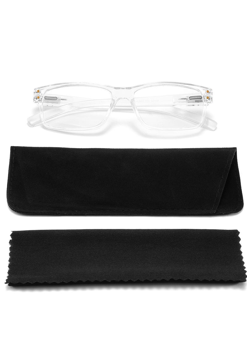 LANLANG - LANLANG 2-Pack Reading Glasses for Men women, Blue Light Blocking Glasses Spring Hinge, including 0.0-4.0 diopters, L-L007, Black Transparent - Image 1