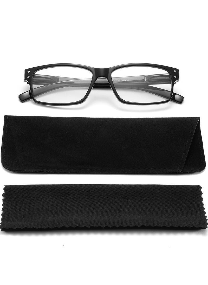 LANLANG - LANLANG 2-Pack Reading Glasses for Men women, Blue Light Blocking Glasses Spring Hinge, including 0.0-4.0 diopters, L-L007, Black Transparent - Image 1