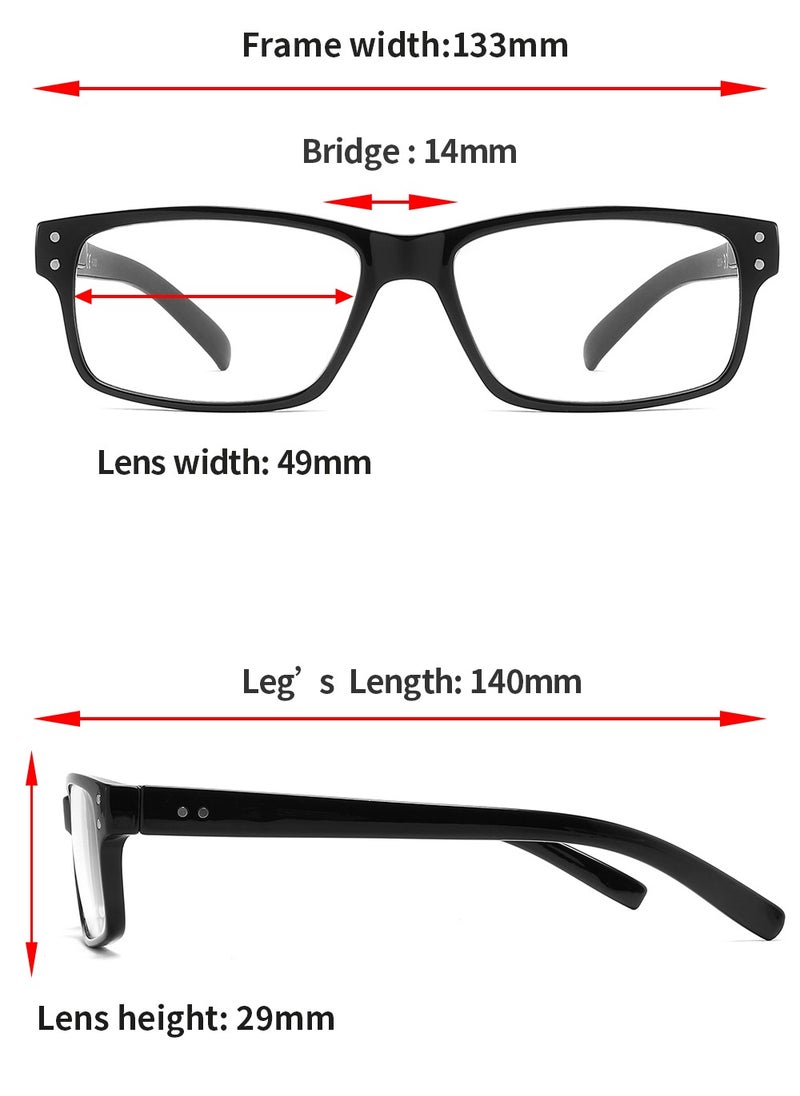 LANLANG - LANLANG 2-Pack Reading Glasses for Men women, Blue Light Blocking Glasses Spring Hinge, including 0.0-4.0 diopters, L-L007, Black Transparent - Image 1