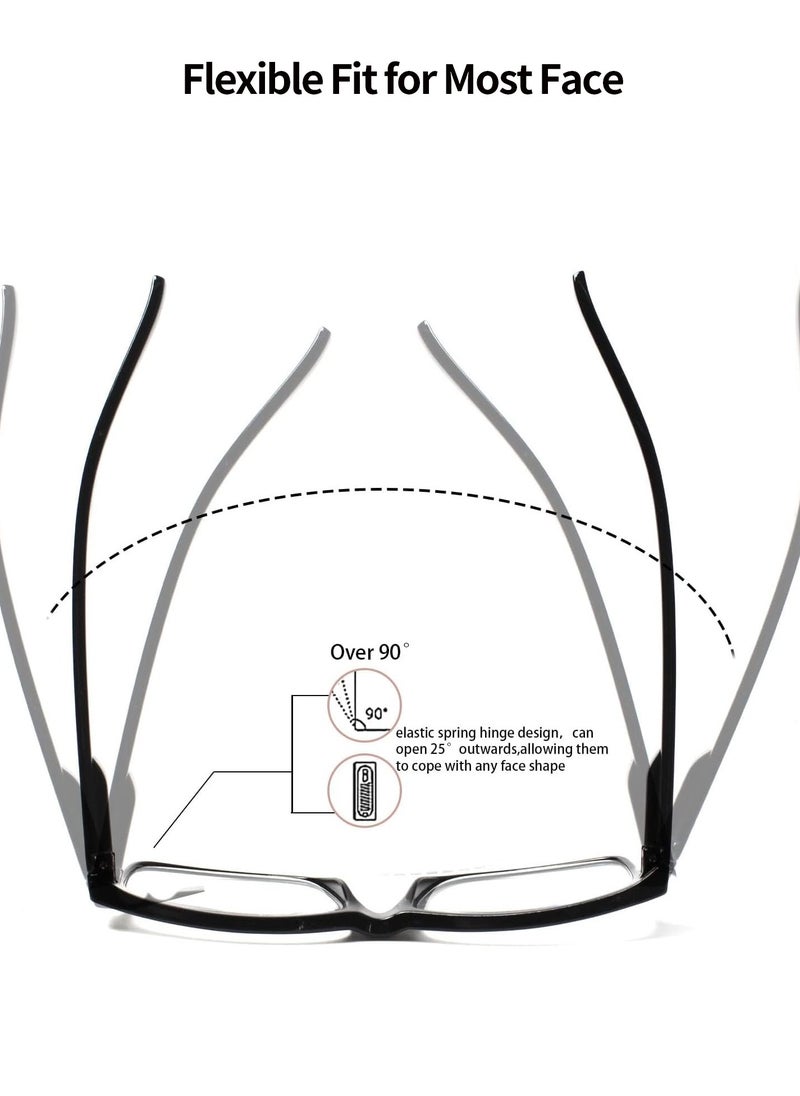 LANLANG - LANLANG 2-Pack Reading Glasses for Men women, Blue Light Blocking Glasses Spring Hinge, including 0.0-4.0 diopters, L-L007, Black Transparent - Image 1