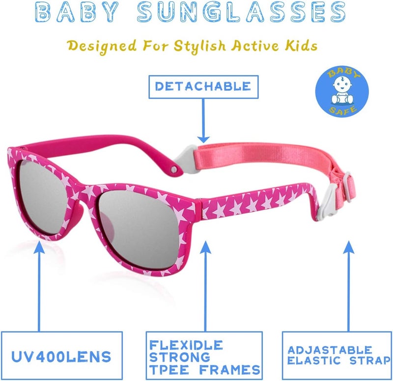 MAXJULI Baby Infant Sunglasses Safe, Soft, With Adjustable Strap 0-24 Months BPA Free 7002 - Image 5