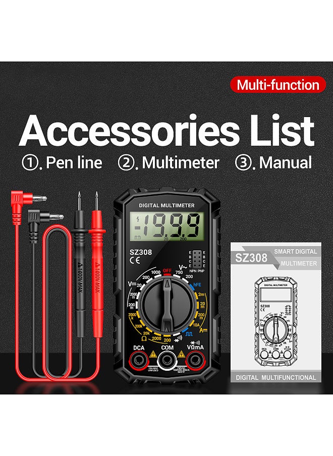 ANENG - SZ308 Digital Multimeter Square Wave Digital Tester 1999 Counts HFE Triode Buzzer Multimeter AC/DC Voltage DC Current Resistance Test Tool - Image 1