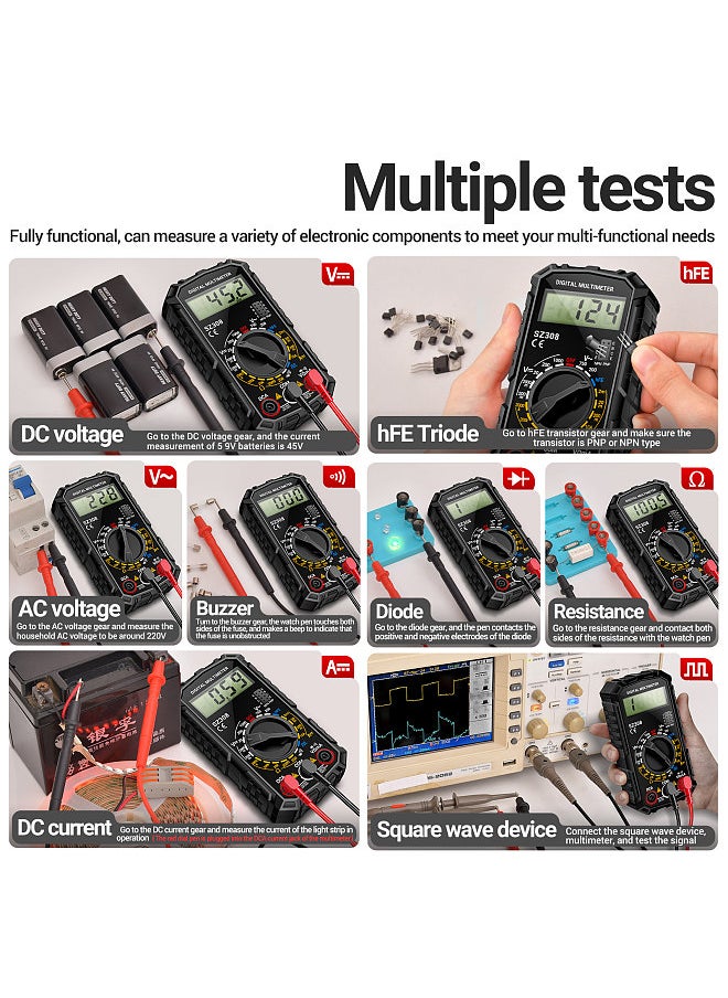 ANENG - SZ308 Digital Multimeter Square Wave Digital Tester 1999 Counts HFE Triode Buzzer Multimeter AC/DC Voltage DC Current Resistance Test Tool - Image 1