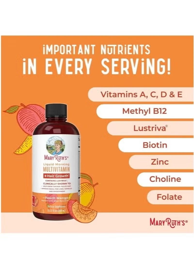 MaryRuth's MaryRuth Organics Lustriva® Liquid Multivitamin for Women – 10,000mcg Biotin, Vitamin D & B – Clinically Tested for Hair Growth, Skin Firmness & Anti-Aging – 15.22 Fl Oz, No Box - Image 4