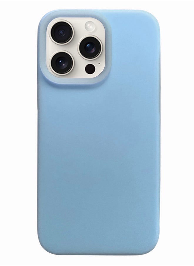 ماركة غير محددة جراب سيليكون مبطن من الداخل لهاتف iPhone 16 Pro، جراب أيفون مصنوع من السيليكون المطاطي الناعم ومبطن من الداخل لحماية هاتف من الخدوش لهاتف أيفون 16 برو - أزرق فاتح  - Image 1