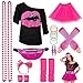 WILDPARTY 80s Costume Accessories for Women TShirt Tutu Fanny Pack Headband Earring Necklace Fishnet Gloves Legwarmers 80s Party Halloween Outfit for Women 24PCS Pink XXL - Image 3