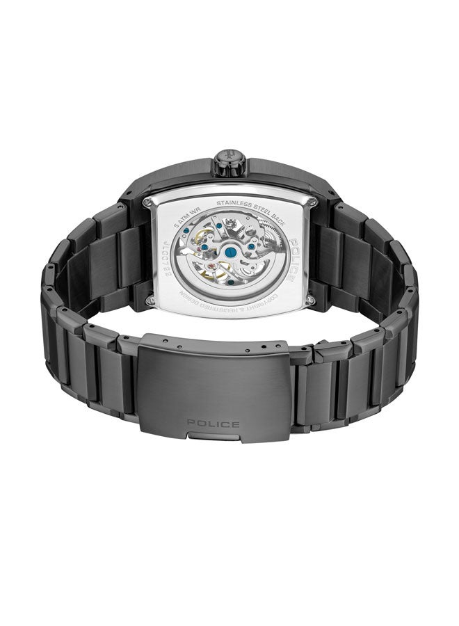 POLICE Men Skeletor Automatic Men's 42mm Watch with Matte Black Dial, Rose Gold Indexes, IP Black 316L Stainless Steel Bracelet - Image 3