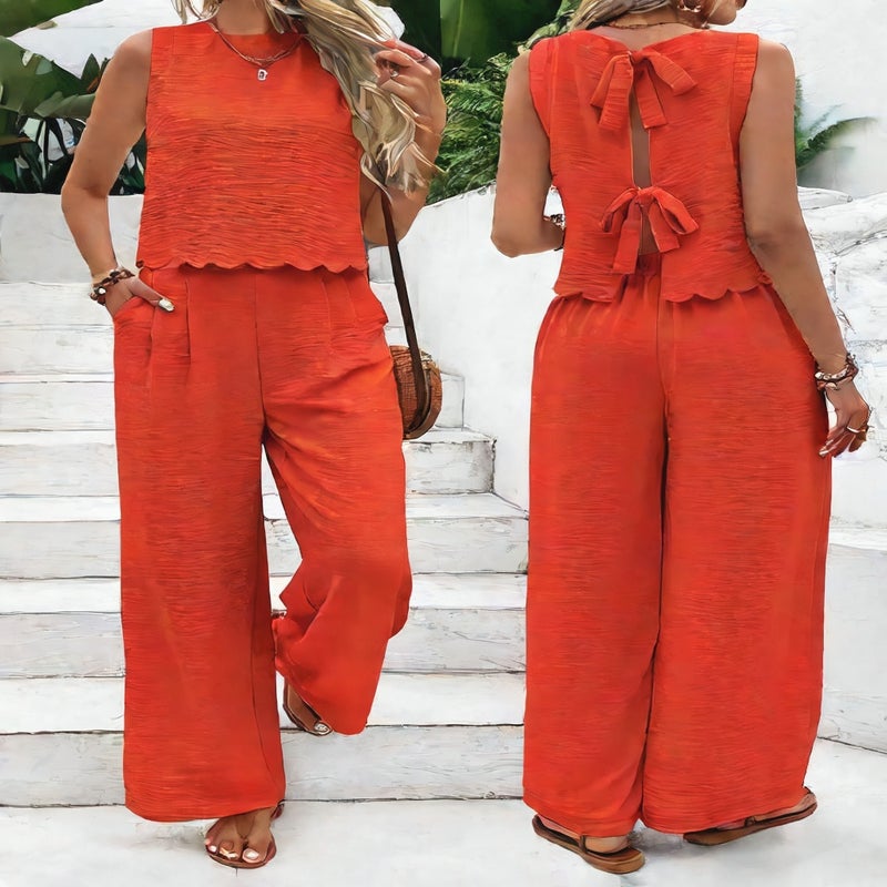 Women's Summer Backless Casual Elegant Outfit Set - Image 3