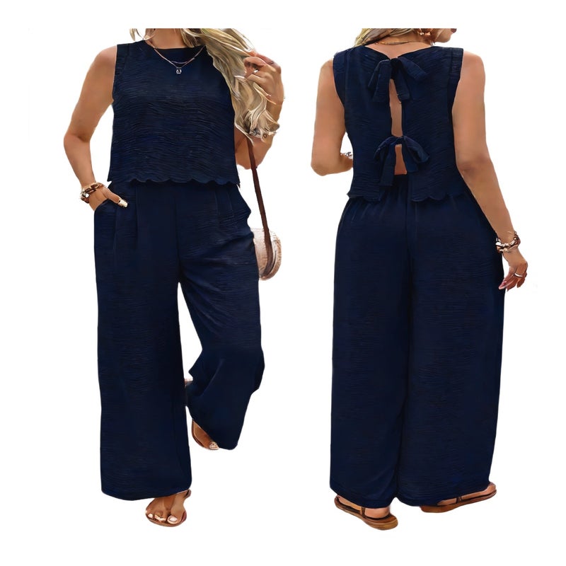 Women's Summer Backless Casual Elegant Outfit Set - Image 1