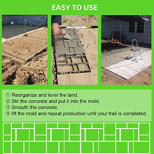 CJGQ 17.5"x15.5"x1.5" CJGQ Walk Path Maker Reused Concrete Molds Pathmate Stone Molding Stepping Stone Paver Walk Way DIY Path Paving Garden Yard Patio Mold (10-Grid) - Image 3