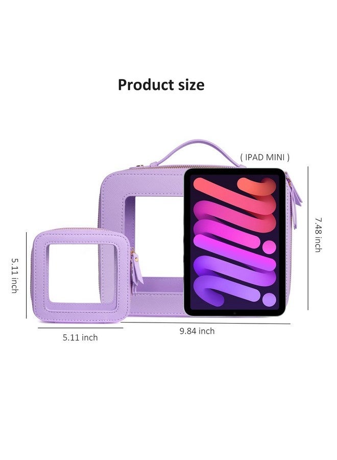 ليتغو مجموعة حقائب مكياج شفافة، حقيبة أدوات تواليت معتمدة من إدارة أمن النقل مزودة بسحّاب، حقيبة مكياج شفافة صغيرة مناسبة لحملها على متن السيارة وإكسسوارات السفر الأساسية للنساء (صغيرة + كبيرة، لافندر) - Image 2