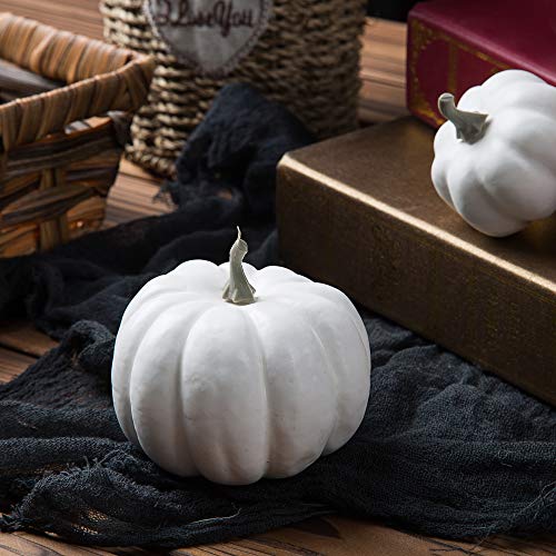Ogrmar 12 Pack Artificial Assorted Pumpkins, Mini Fake Pumpkins Artificial Vegetables for Halloween,Harvest Thanksgiving Party Decor (White) - Image 3