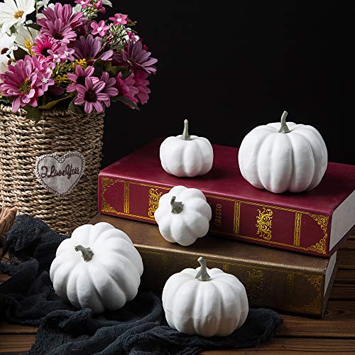 Ogrmar 12 Pack Artificial Assorted Pumpkins, Mini Fake Pumpkins Artificial Vegetables for Halloween,Harvest Thanksgiving Party Decor (White) - Image 4