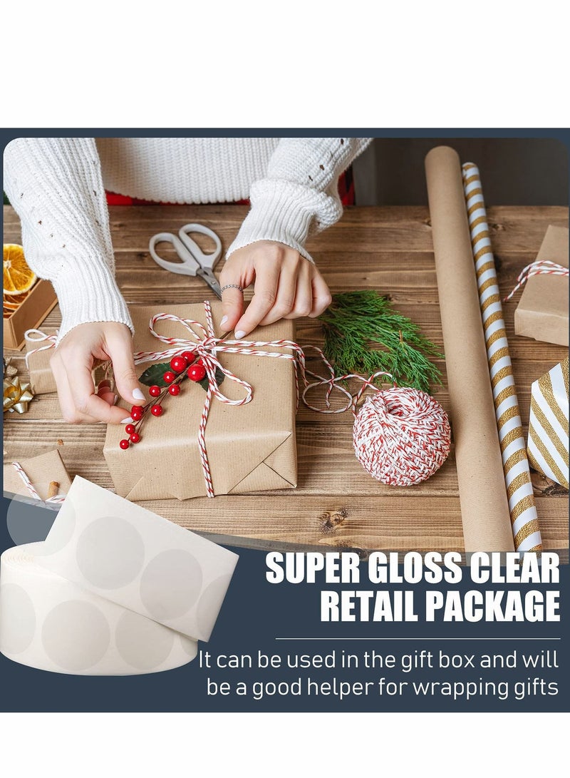 Excefore Retail Package Seals, 1000 Pcs Clear 2.5cm Round Circle Wafer Seal Sticker Labels for Envelopes, Box and Gift Packaging (500 Per Roll) - Image 4