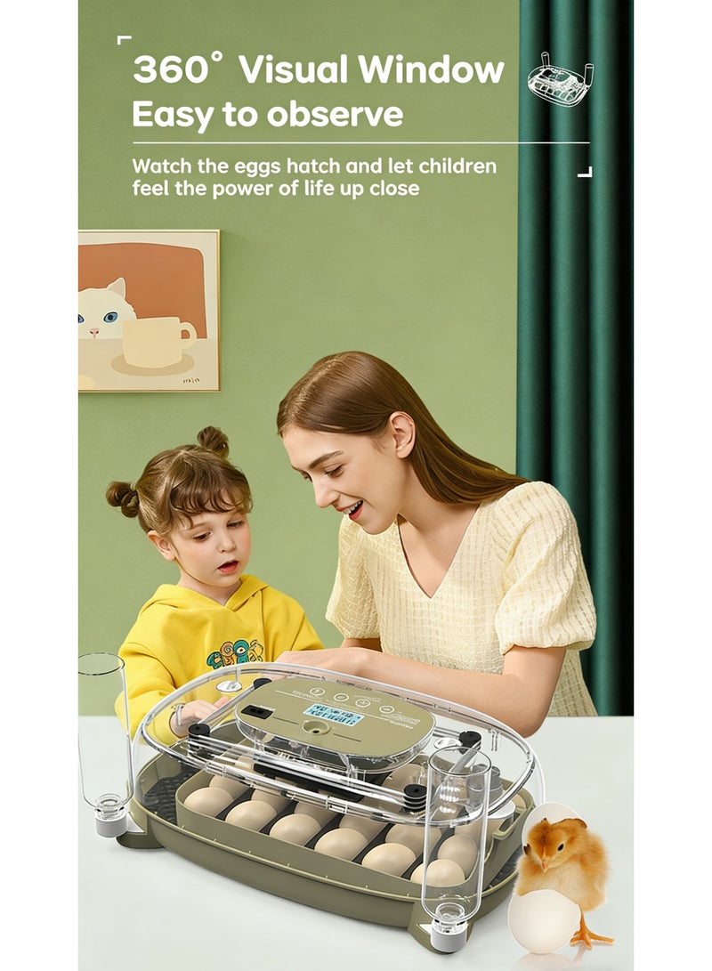 24 Egg Incubator,Automatic Digital Hatching Eggs with Fully Turner,Poultry Hatching Machine with Humidity Control Automatic Water Adding for Chicken Duck Quail Bird Eggs - Image 2