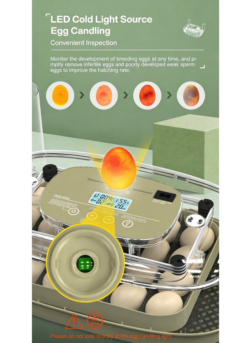 24 Egg Incubator,Automatic Digital Hatching Eggs with Fully Turner,Poultry Hatching Machine with Humidity Control Automatic Water Adding for Chicken Duck Quail Bird Eggs - Image 4