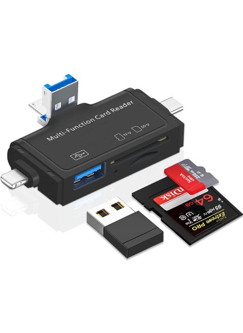 SD Card Reader 7 in 1 Portable OTG USB 3.0 Dual Slot Flash Memory Card Adapter Supports TF SD Micro SD SDXC SDHC for Mac Windows Linux Chrome PC Smartphones Camera Laptop
