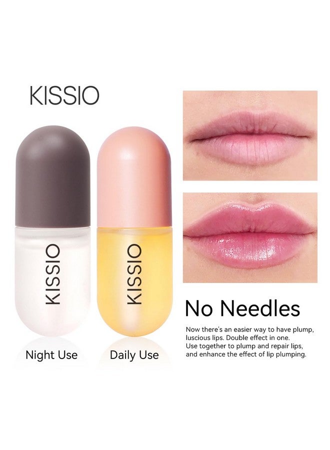 KISSIO KISSIO Lip Plumper Set,Natural Lip Plumper,Lip Care, Lip Plumper Gloss,Lip Moisturizing Beautiful,Day Ues And Night Ues Set(2PCS) - Image 2