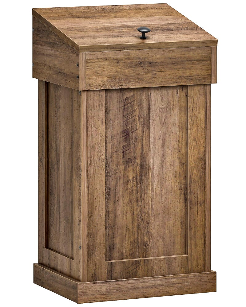CHOEZON Trash Can Cabinet, Wooden Trash Bin with Lid, 17 Gallon Garbage Bin for Kitchen, Living Room, Bedroom, Laundry Room, Walnut MWB01HT - Image 1
